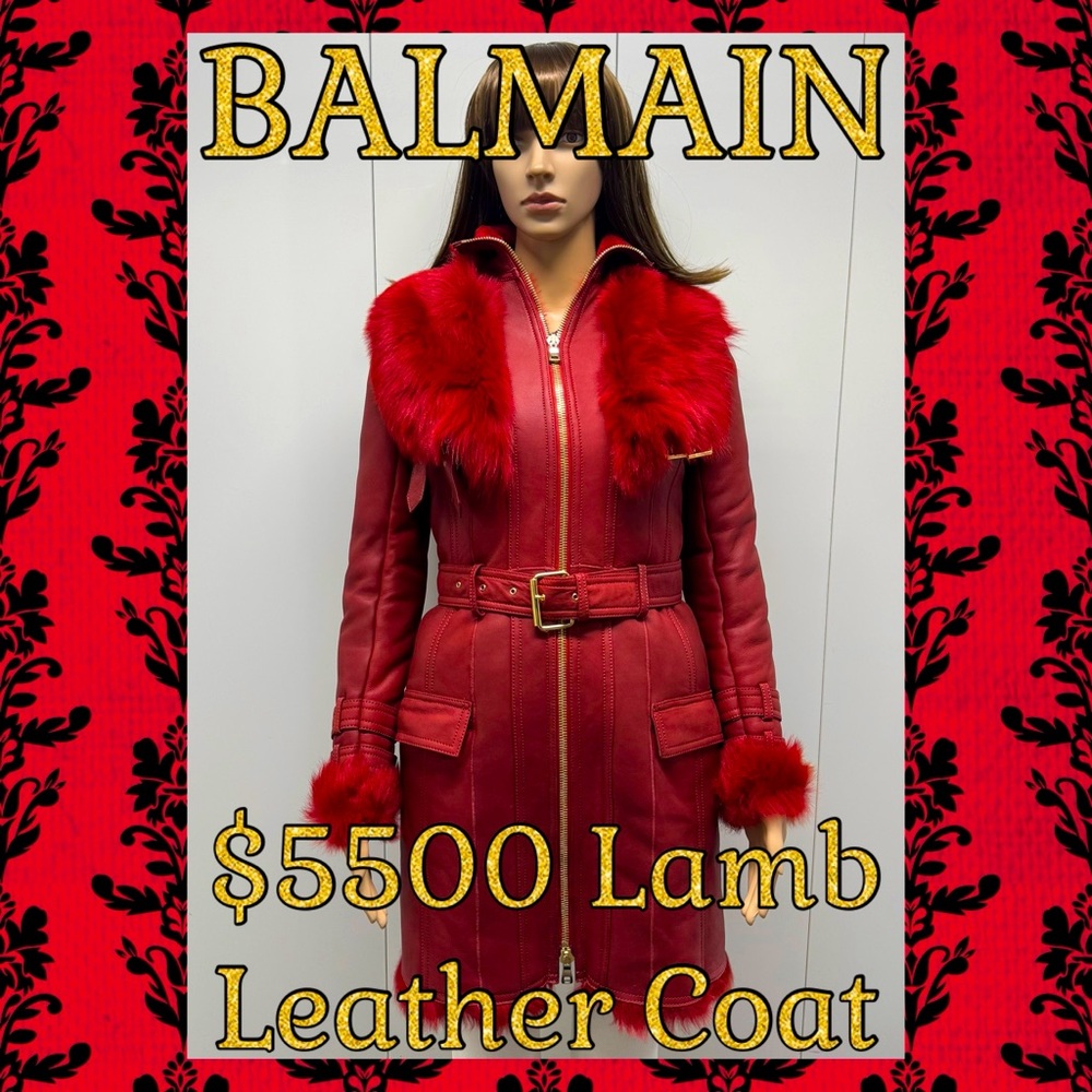 ❤️🔥SUPER SALE $5500 BALMAIN LAMB LEATHER COAT!!